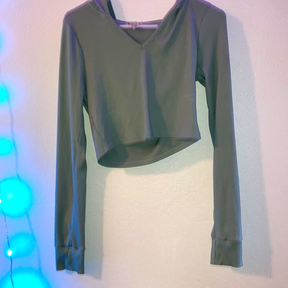 Green cropped top with hood